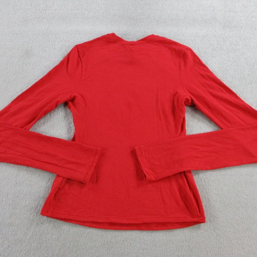 SKIMS Cotton Jersey Long Sleeve T Shirt Womens Small Cranberry Red NWT - Picture 3 of 9
